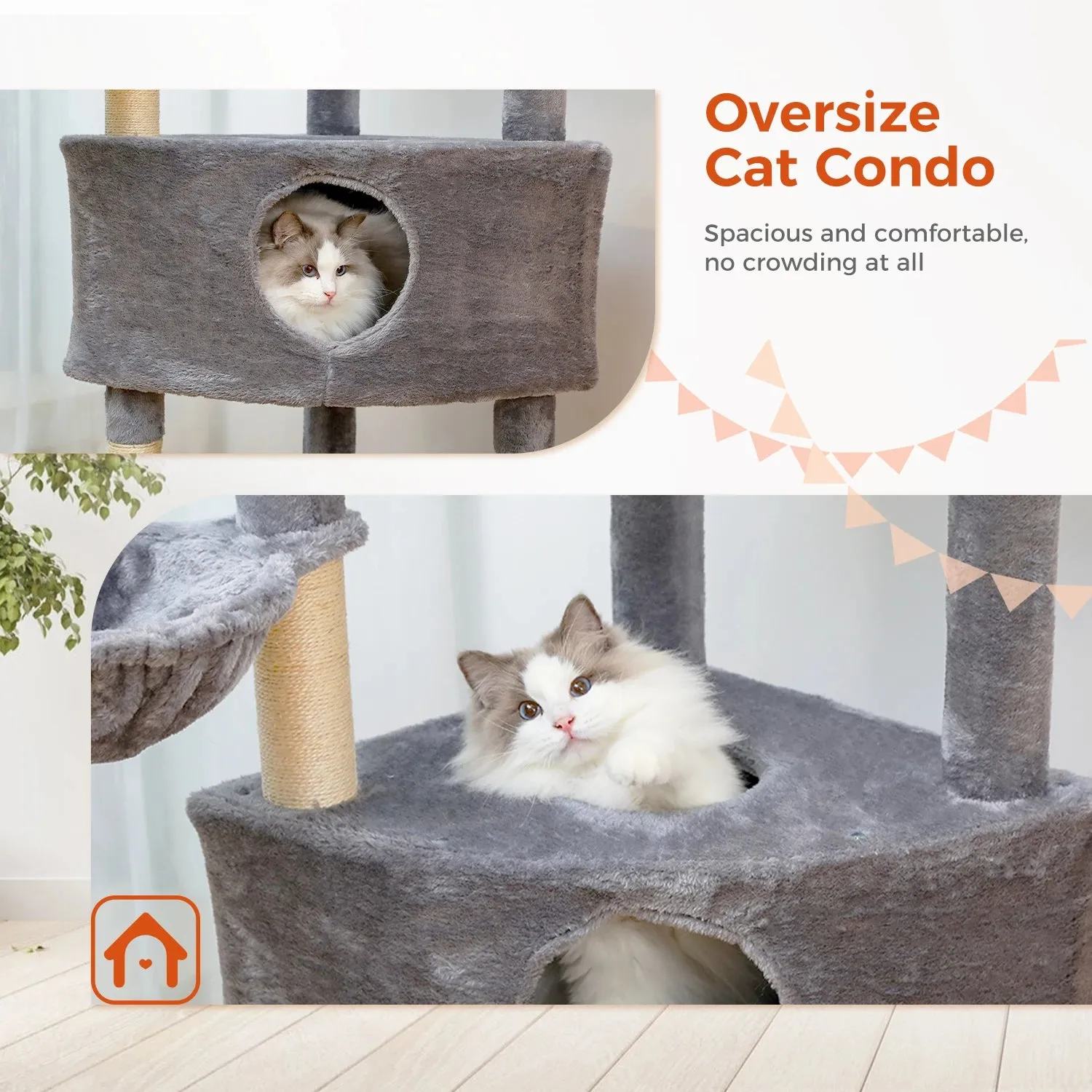 Multi-Level Cat Tree Tower with Scratching Post and Cozy Condo