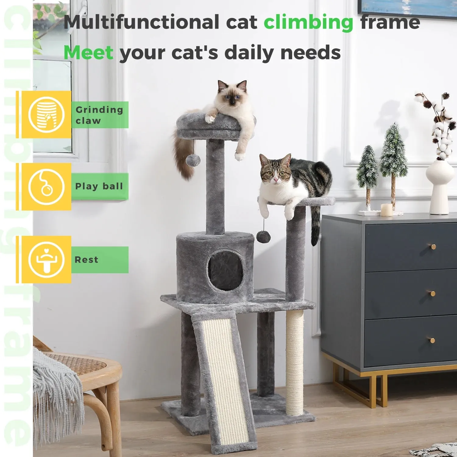 Multi-Level Cat Tree Tower with Scratching Post and Cozy Condo