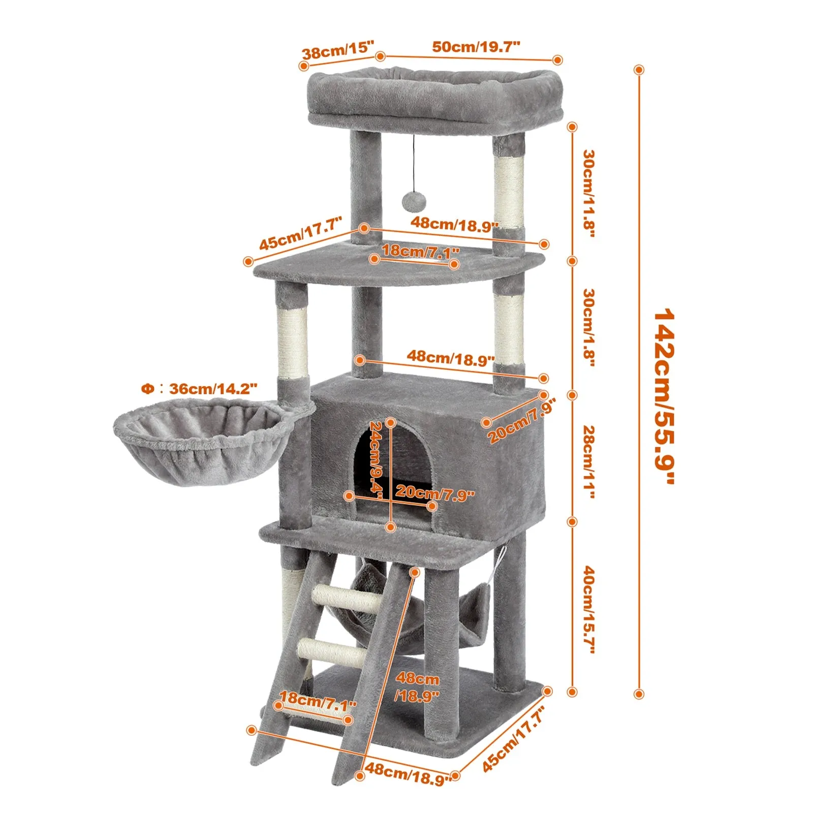 Multi-Level Cat Tree Tower with Scratching Post and Cozy Condo