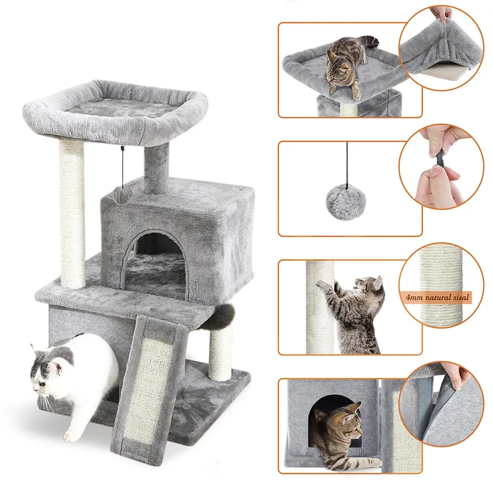 Multi-Level Cat Tree Tower with Scratching Post and Cozy Condo