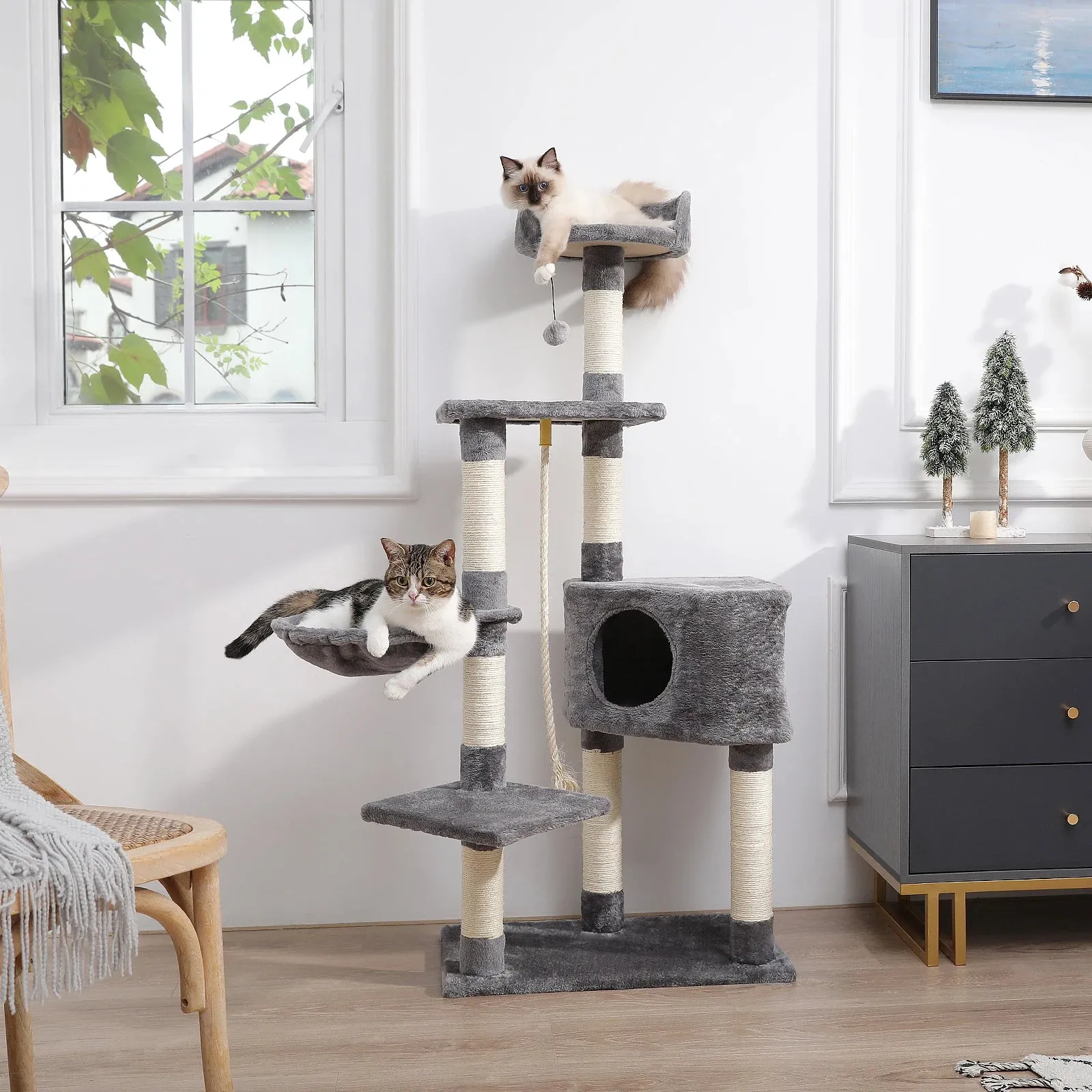 Multi-Level Cat Tree Tower with Scratching Post and Cozy Condo