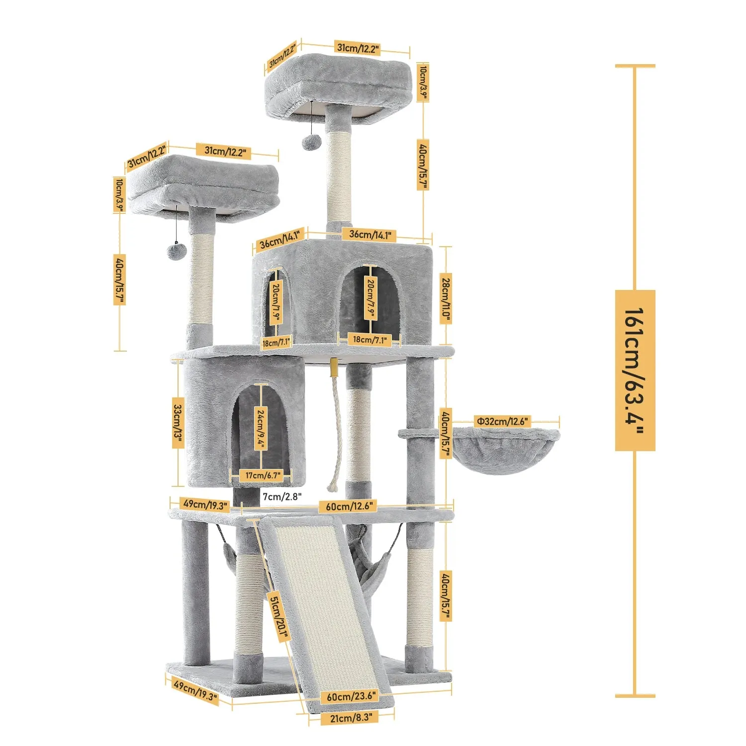 Multi-Level Cat Tree Tower with Scratching Post and Cozy Condo