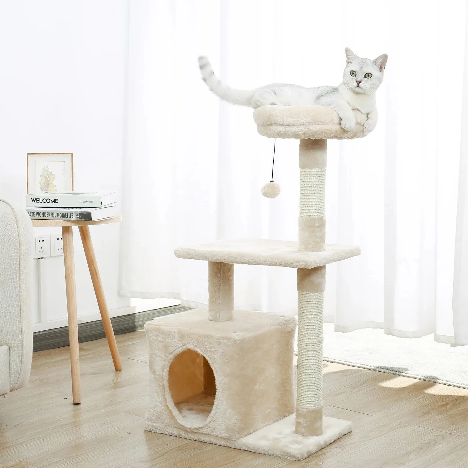 Multi-Level Cat Tree Tower with Scratching Post and Cozy Condo