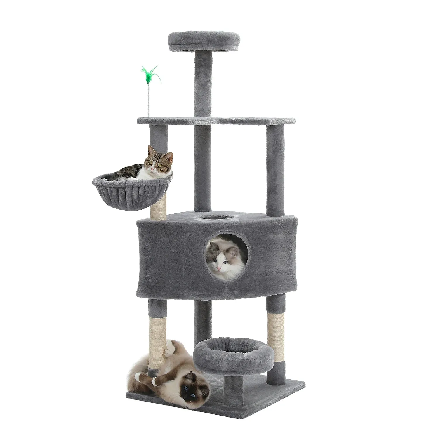 Multi-Level Cat Tree Tower with Scratching Post and Cozy Condo