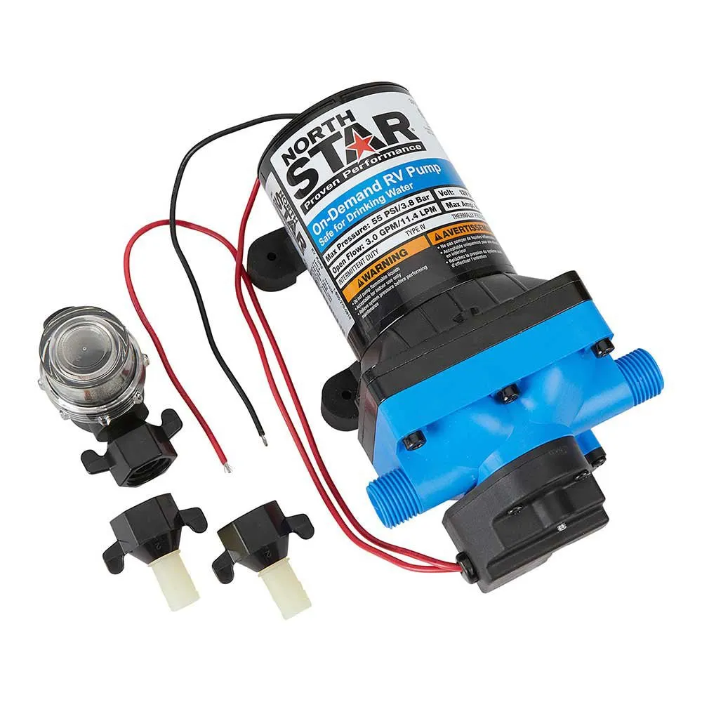 NorthStar 12 Volt On-Demand RV Potable Water Pump | 3.0 GPM | 1/2-In. NPS-M Ports