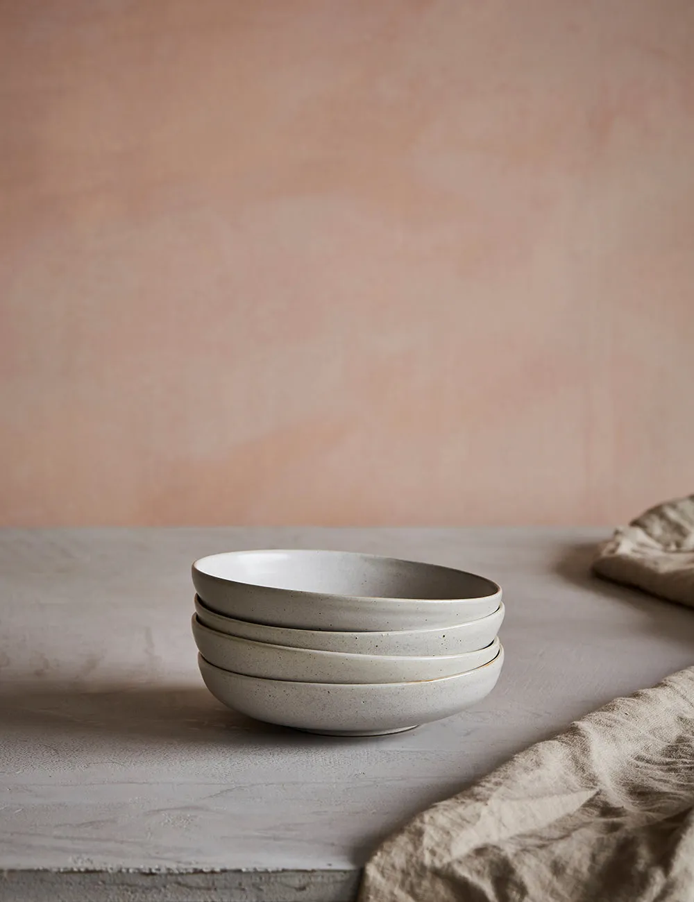 Pion White Speckled Porcelain Shallow Bowl