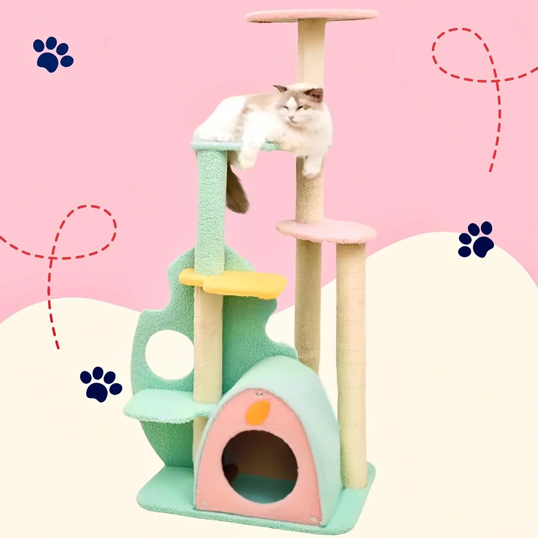 Rainforest Cat Tree with Scratching Post And Nest Large