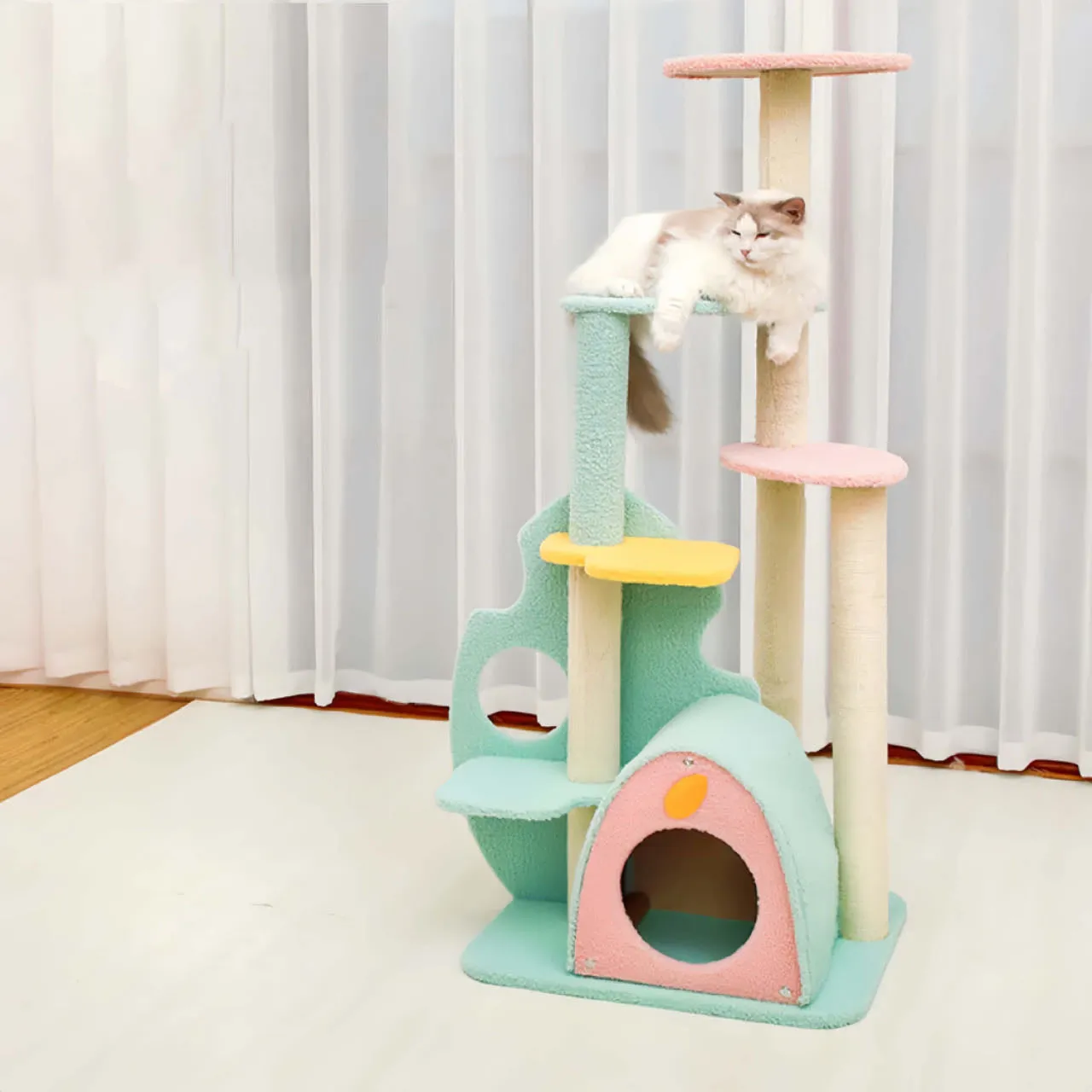 Rainforest Cat Tree with Scratching Post And Nest Large