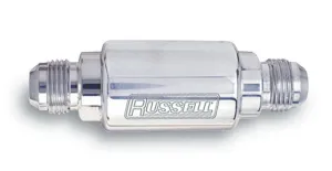 Russell Competition Fuel Filter - 3-1/4" Diameter, -08 AN In to 3/8"NPT Out - Polished