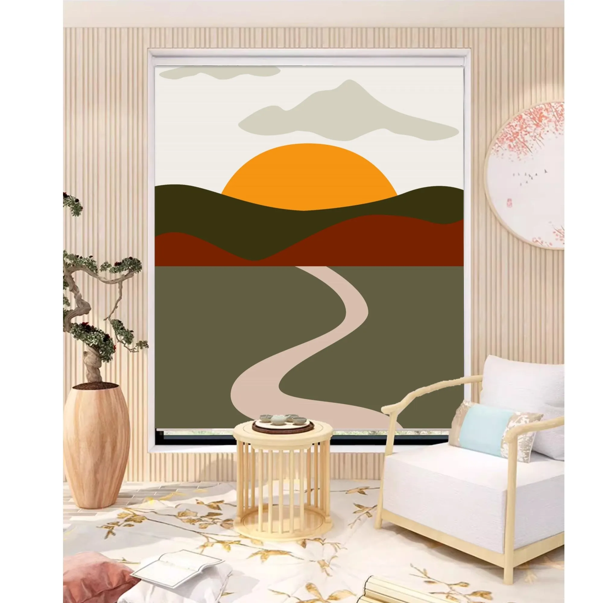 Scenic Mountain Road Landscape Adobe Style Window Roller Shade