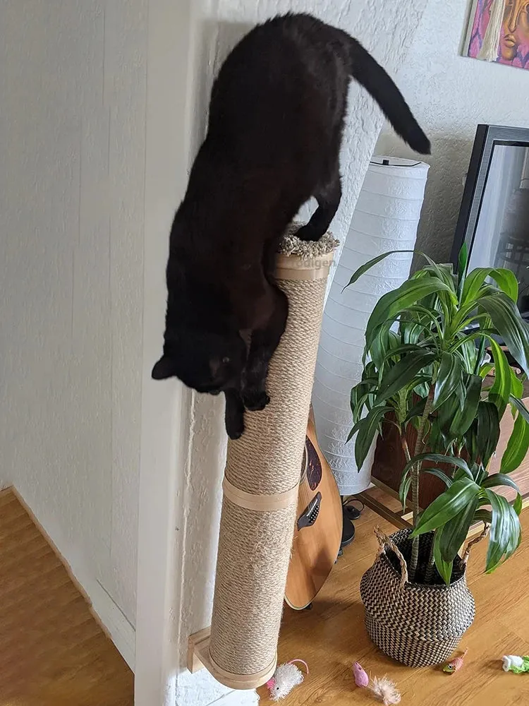 Wall-Mounted Cat Scratching Post with Wooden Base