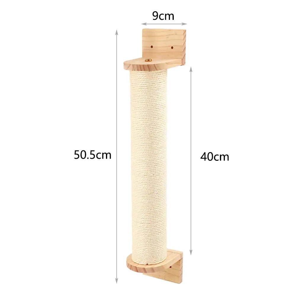 Wall-Mounted Cat Scratching Post with Wooden Base