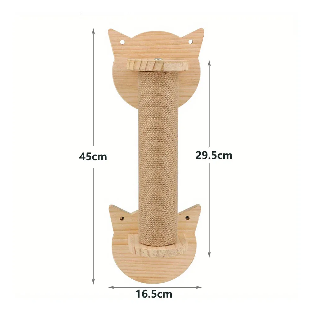 Wall-Mounted Cat Scratching Post with Wooden Base