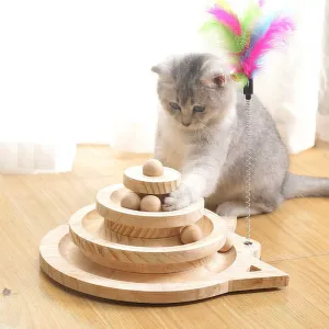 Wooden Multi-Level Tower Cat Toy