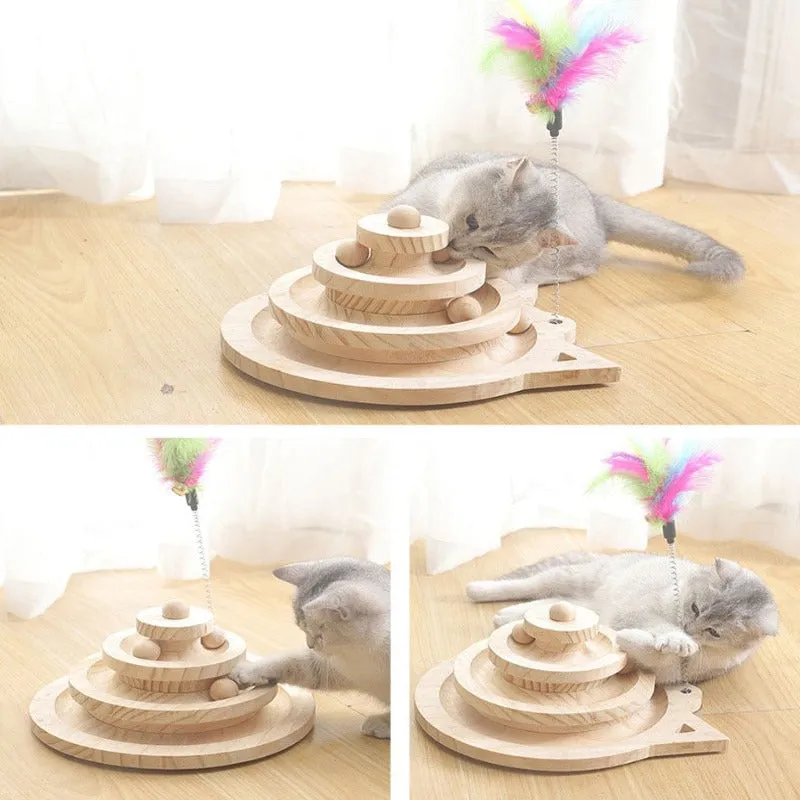 Wooden Multi-Level Tower Cat Toy