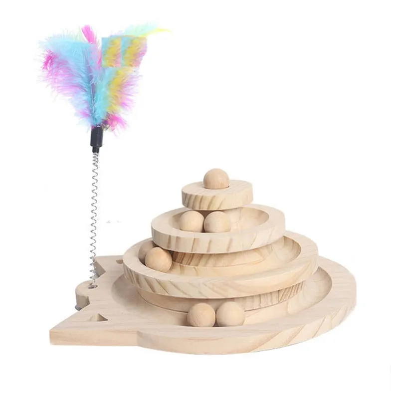 Wooden Multi-Level Tower Cat Toy