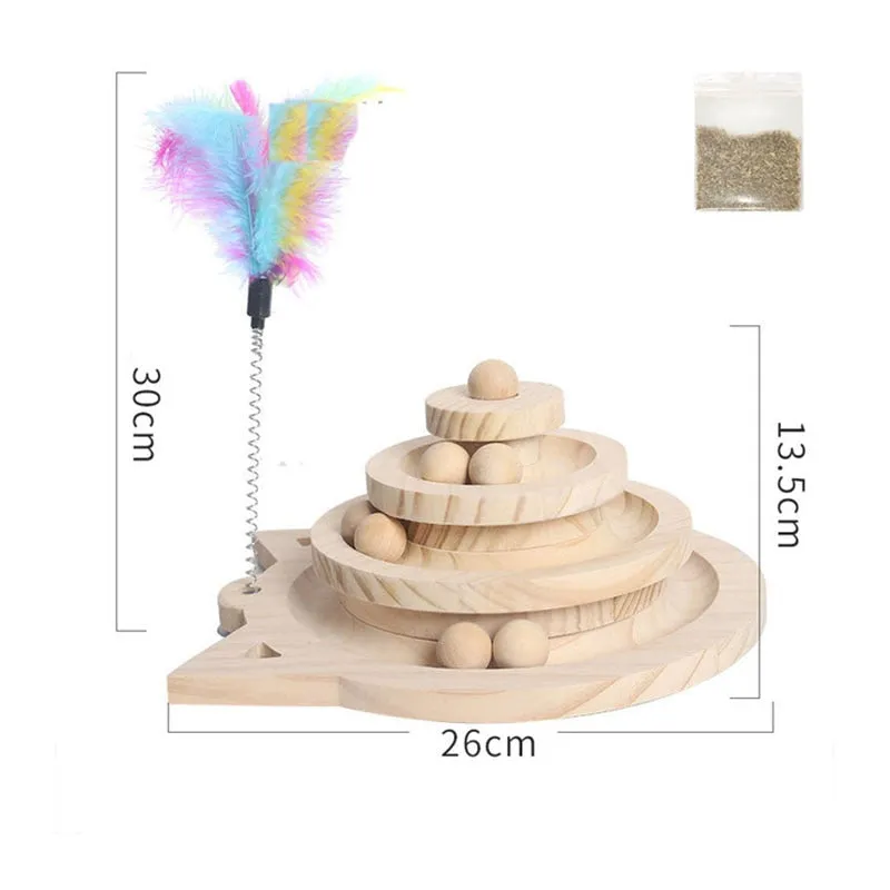 Wooden Multi-Level Tower Cat Toy