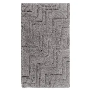 Zig Zag Pattern Cotton Non-Skid Back Bath Rug 24" x 40" Silver by Castle Hill London